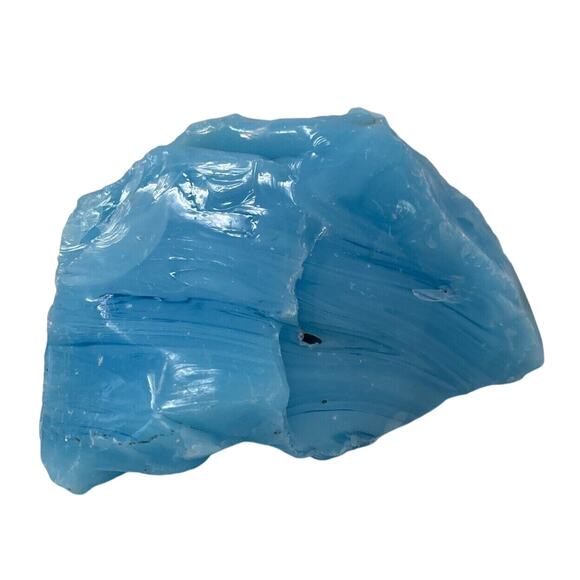 Satin Blue Opaque Art Glass Cullet Layered Swirl Slag #5L98 - Picture 1 of 6